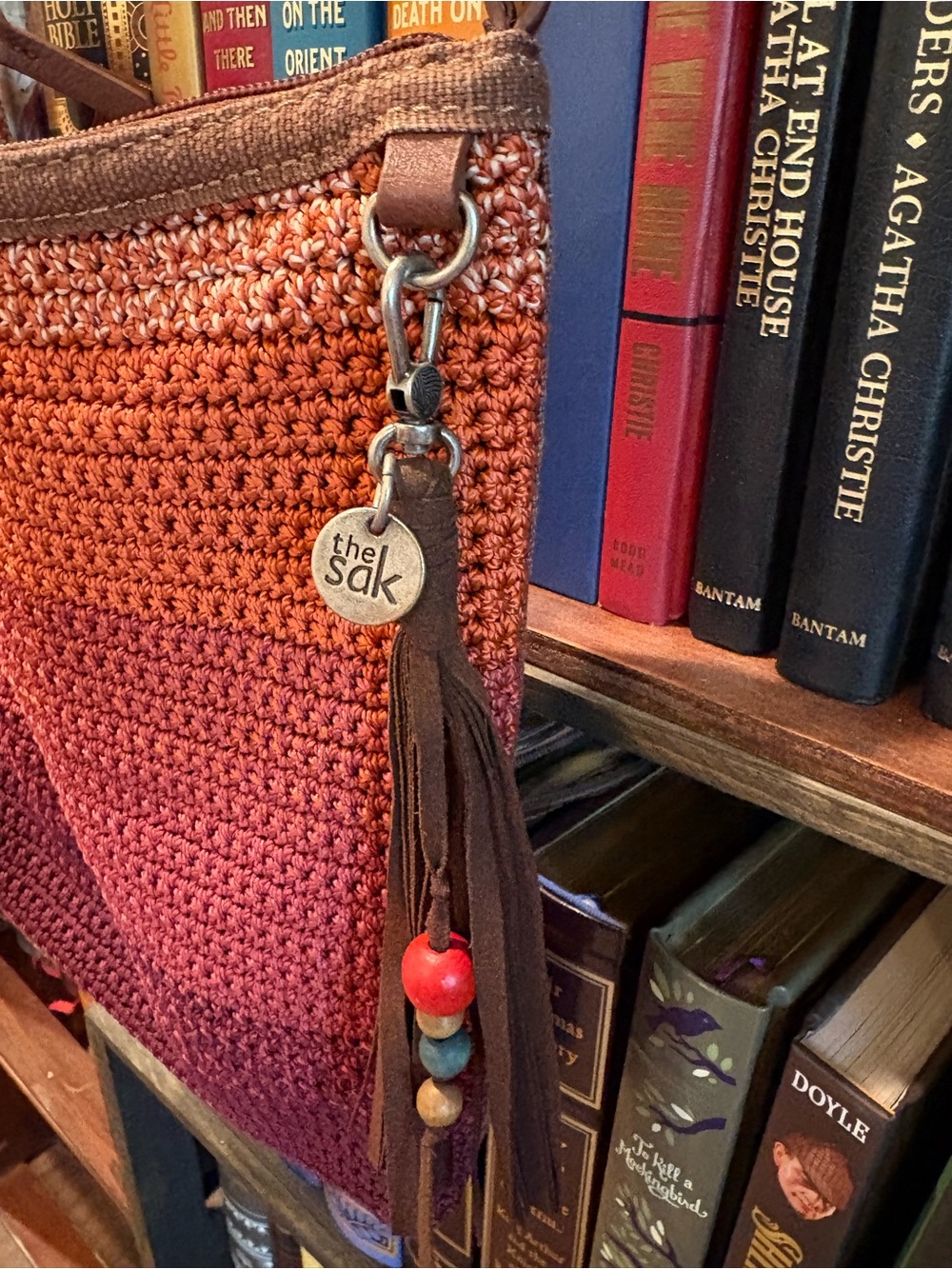 The Sak Crochet Crossbody Bag - Orange to Burgundy - Picture 4 of 5